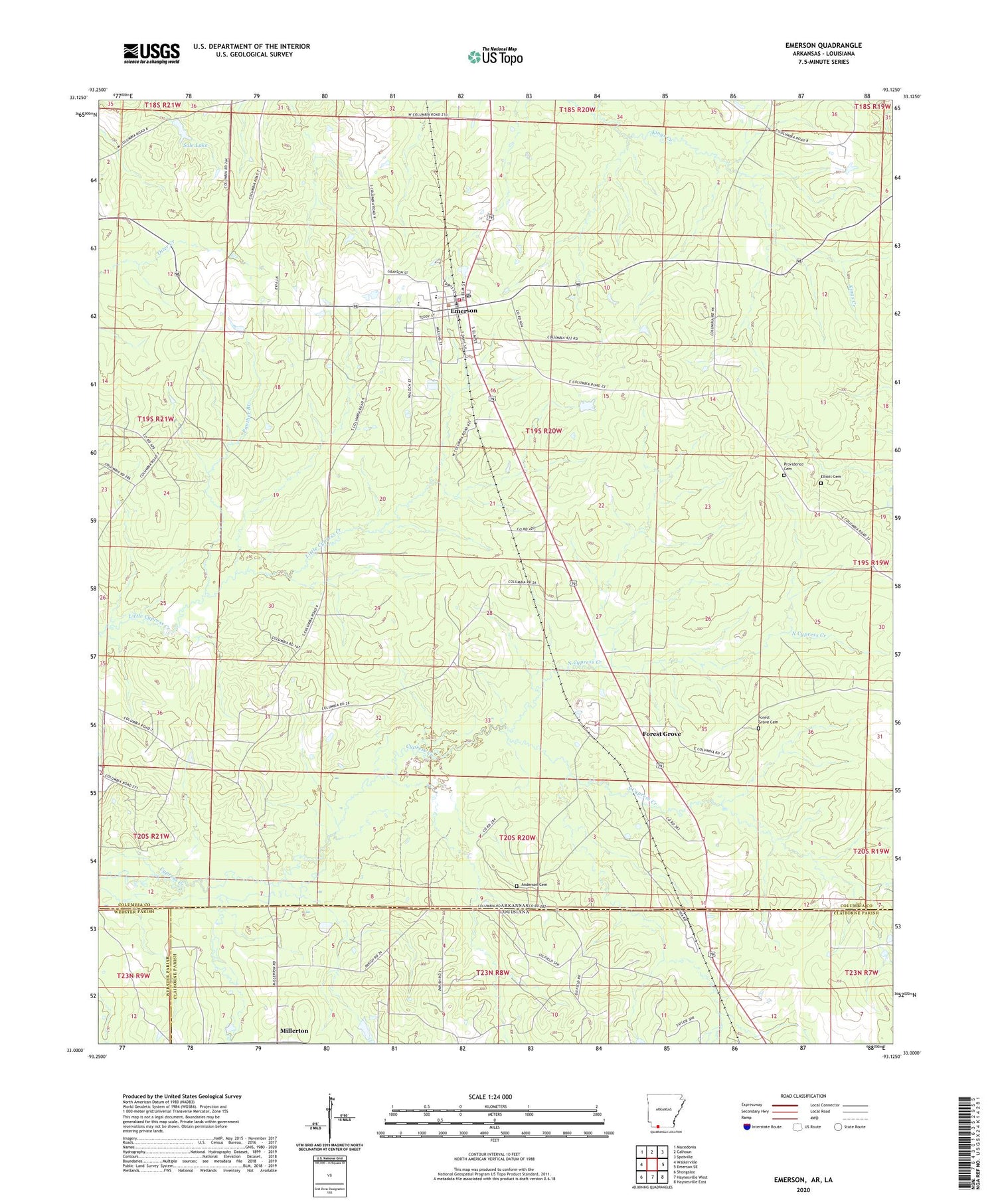Emerson Arkansas US Topo Map Image