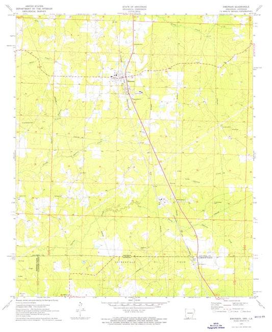 Classic USGS Emerson Arkansas 7.5'x7.5' Topo Map Image
