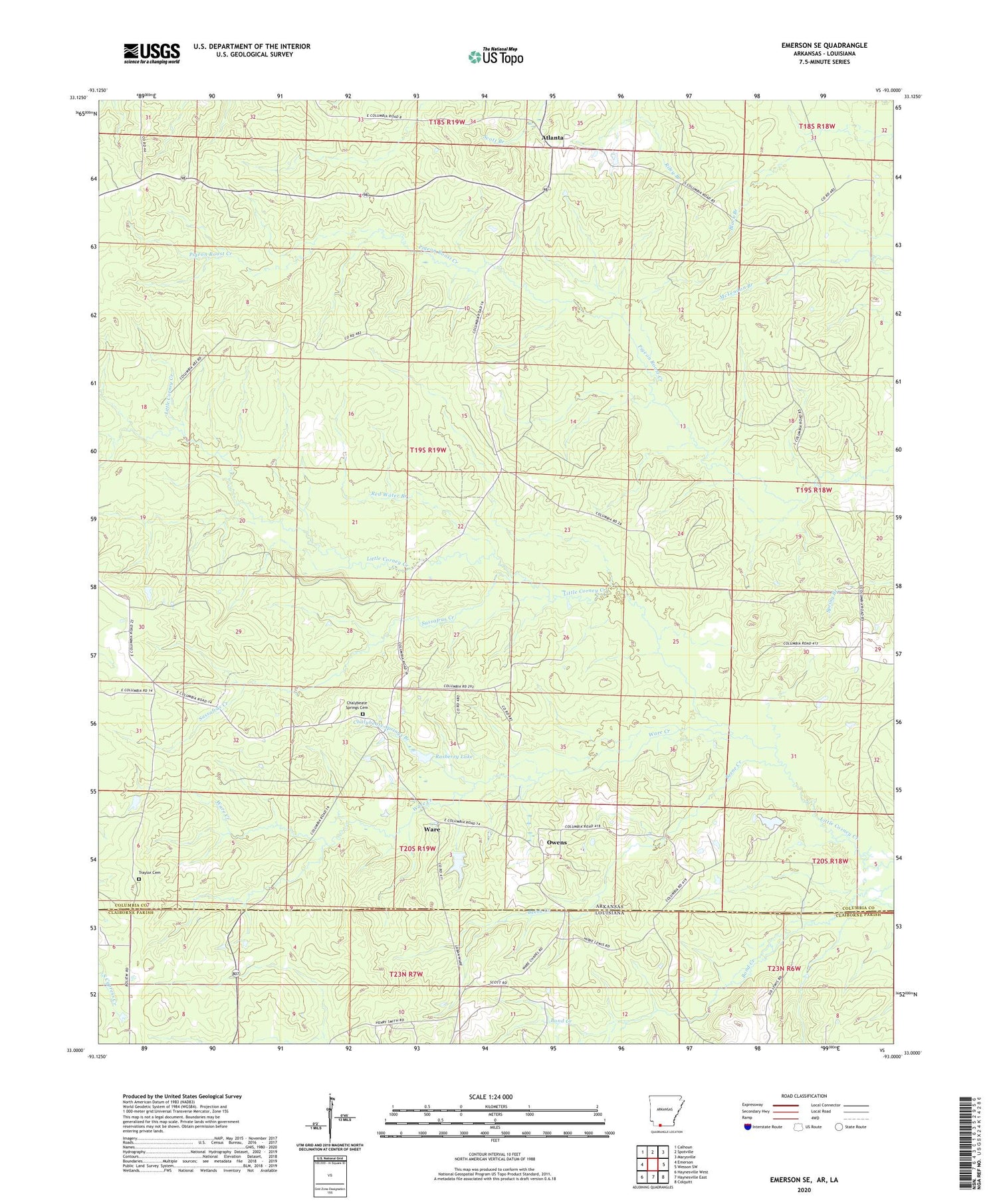 Emerson SE Arkansas US Topo Map Image