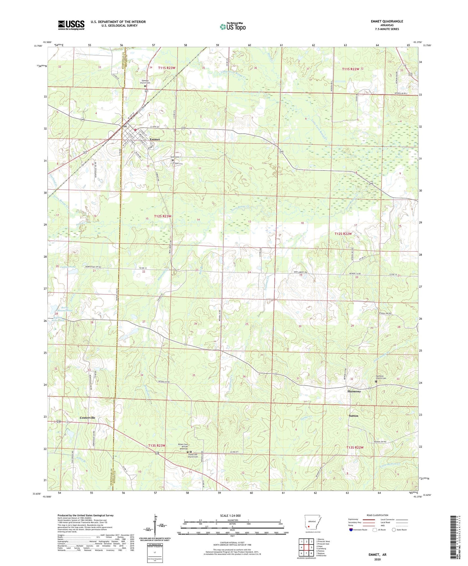 Emmet Arkansas US Topo Map Image
