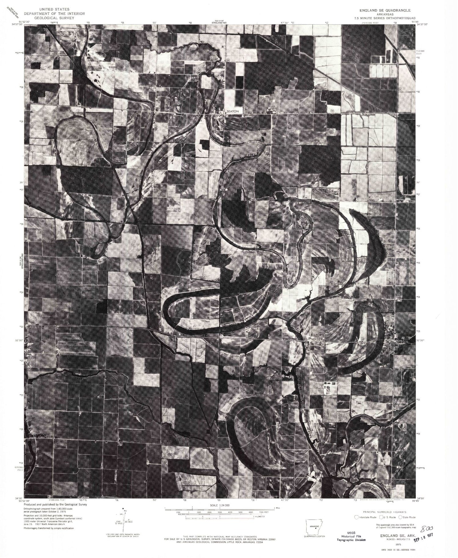 Classic USGS Humnoke Arkansas 7.5'x7.5' Topo Map Image