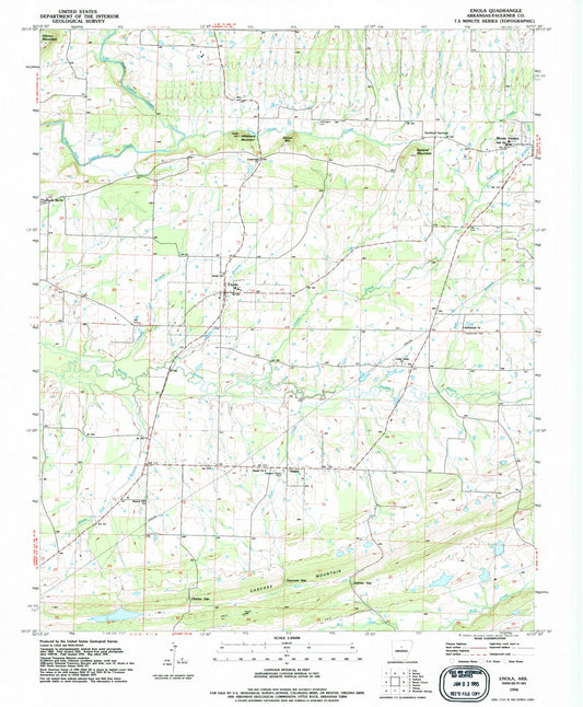 Classic USGS Enola Arkansas 7.5'x7.5' Topo Map Image