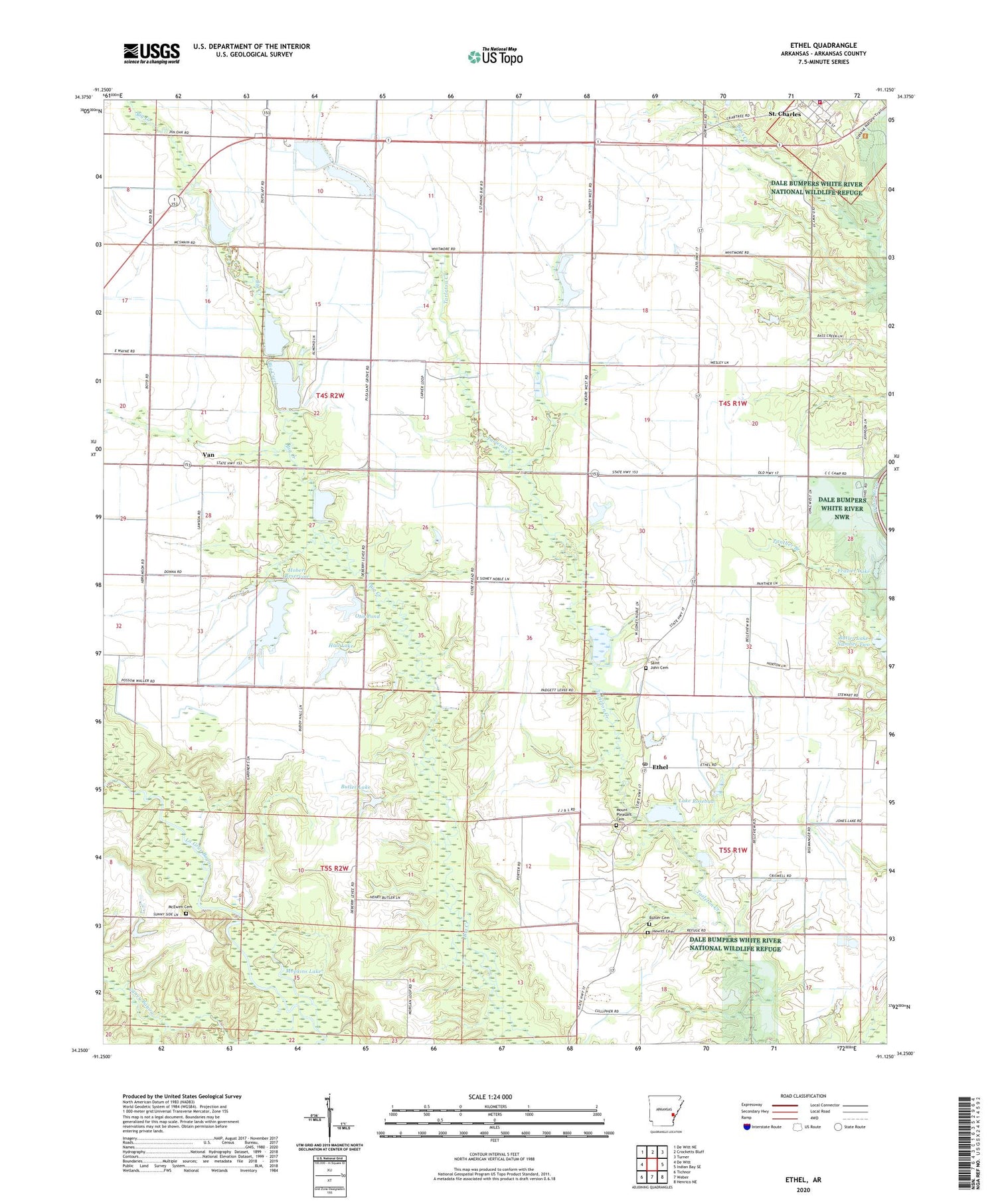 Ethel Arkansas US Topo Map Image
