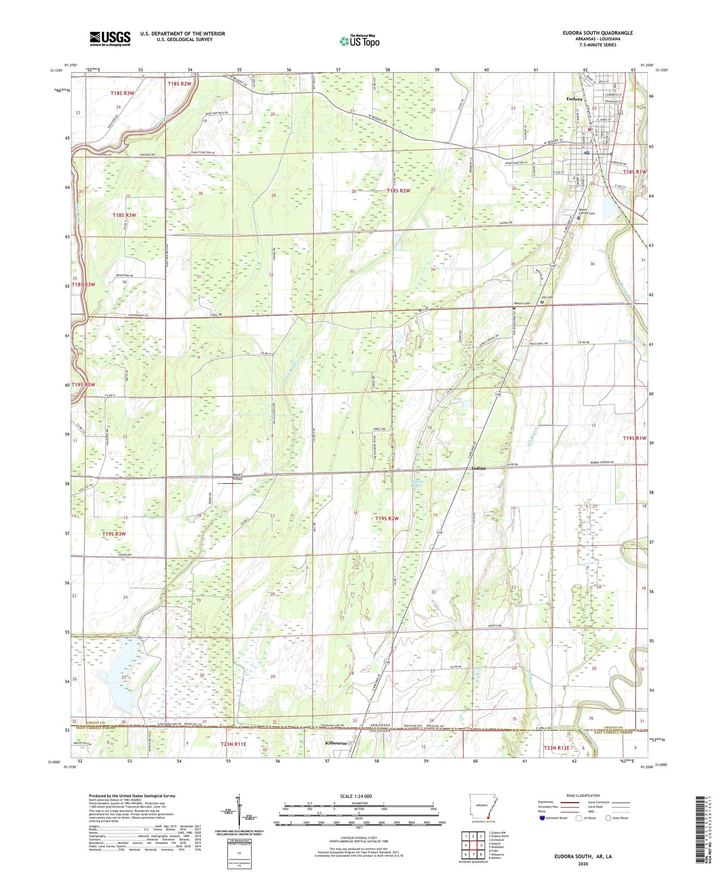 Eudora South Arkansas US Topo Map Image