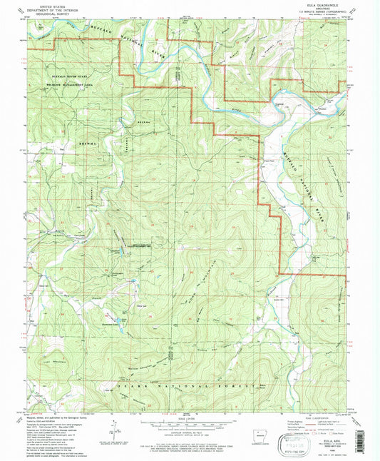 Classic USGS Eula Arkansas 7.5'x7.5' Topo Map Image