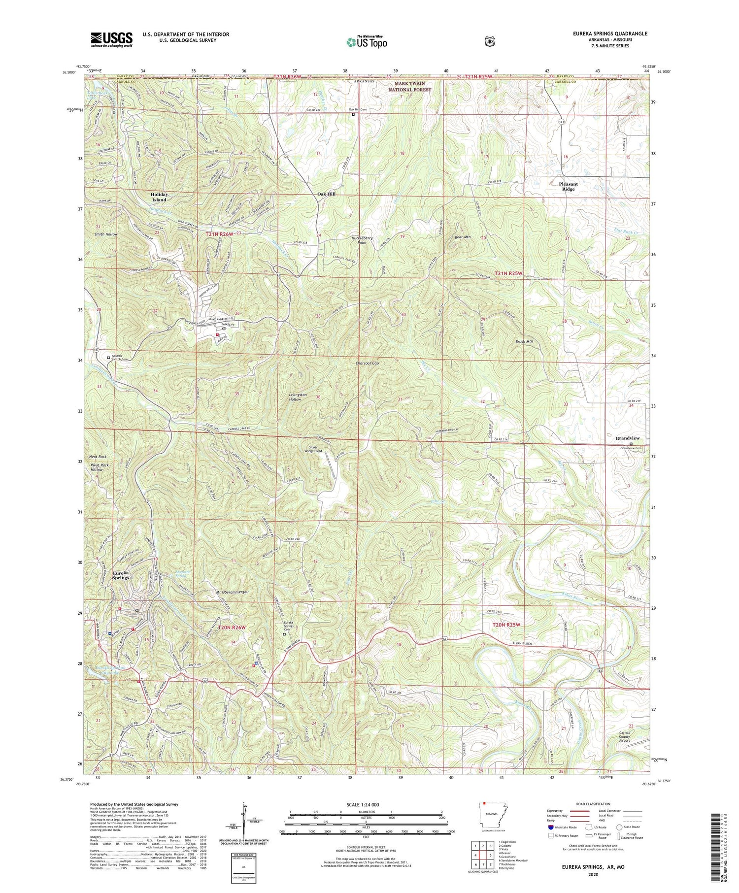 Eureka Springs Arkansas US Topo Map Image
