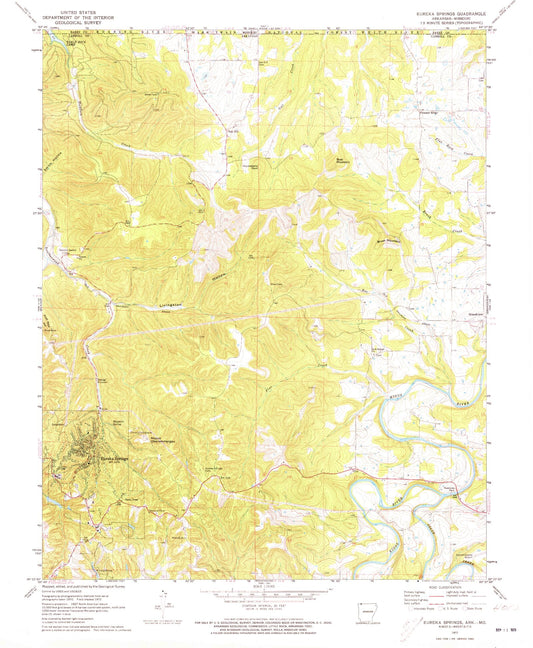 Classic USGS Eureka Springs Arkansas 7.5'x7.5' Topo Map Image
