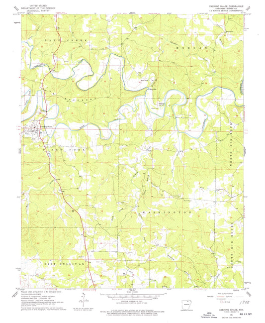 Classic USGS Evening Shade Arkansas 7.5'x7.5' Topo Map Image