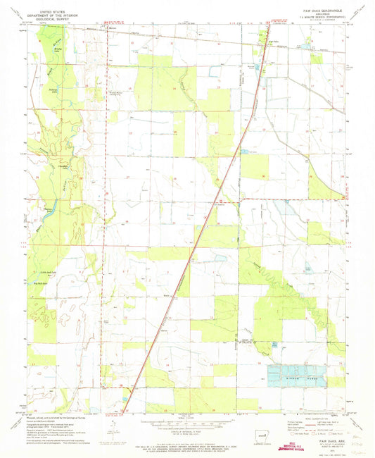 Classic USGS Fair Oaks Arkansas 7.5'x7.5' Topo Map Image