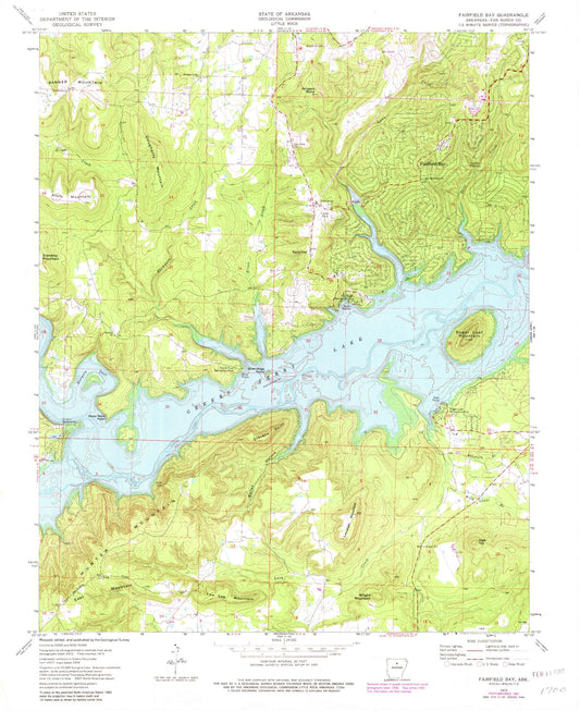 Classic USGS Fairfield Bay Arkansas 7.5'x7.5' Topo Map Image