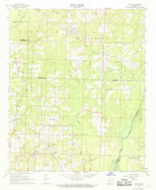 Classic USGS Falcon Arkansas 7.5'x7.5' Topo Map Image