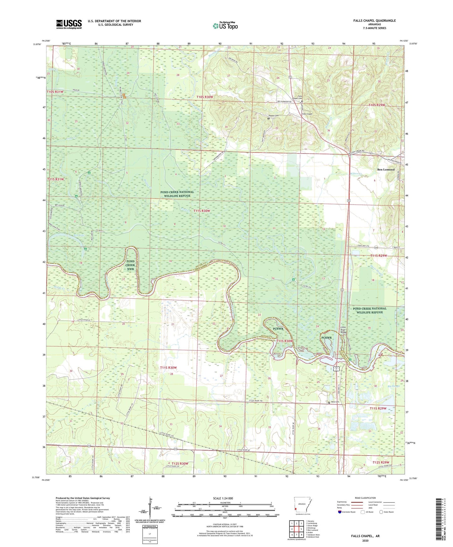 Falls Chapel Arkansas US Topo Map Image