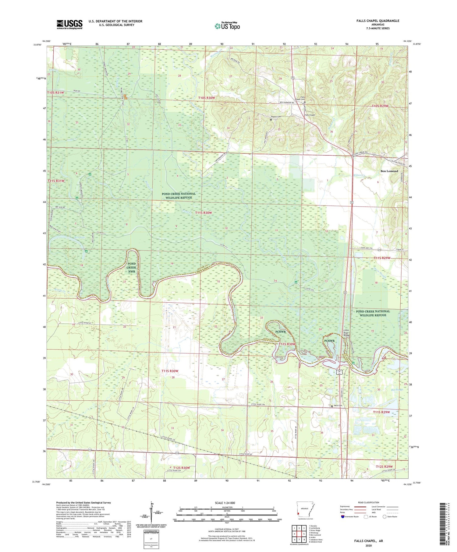 Falls Chapel Arkansas US Topo Map Image