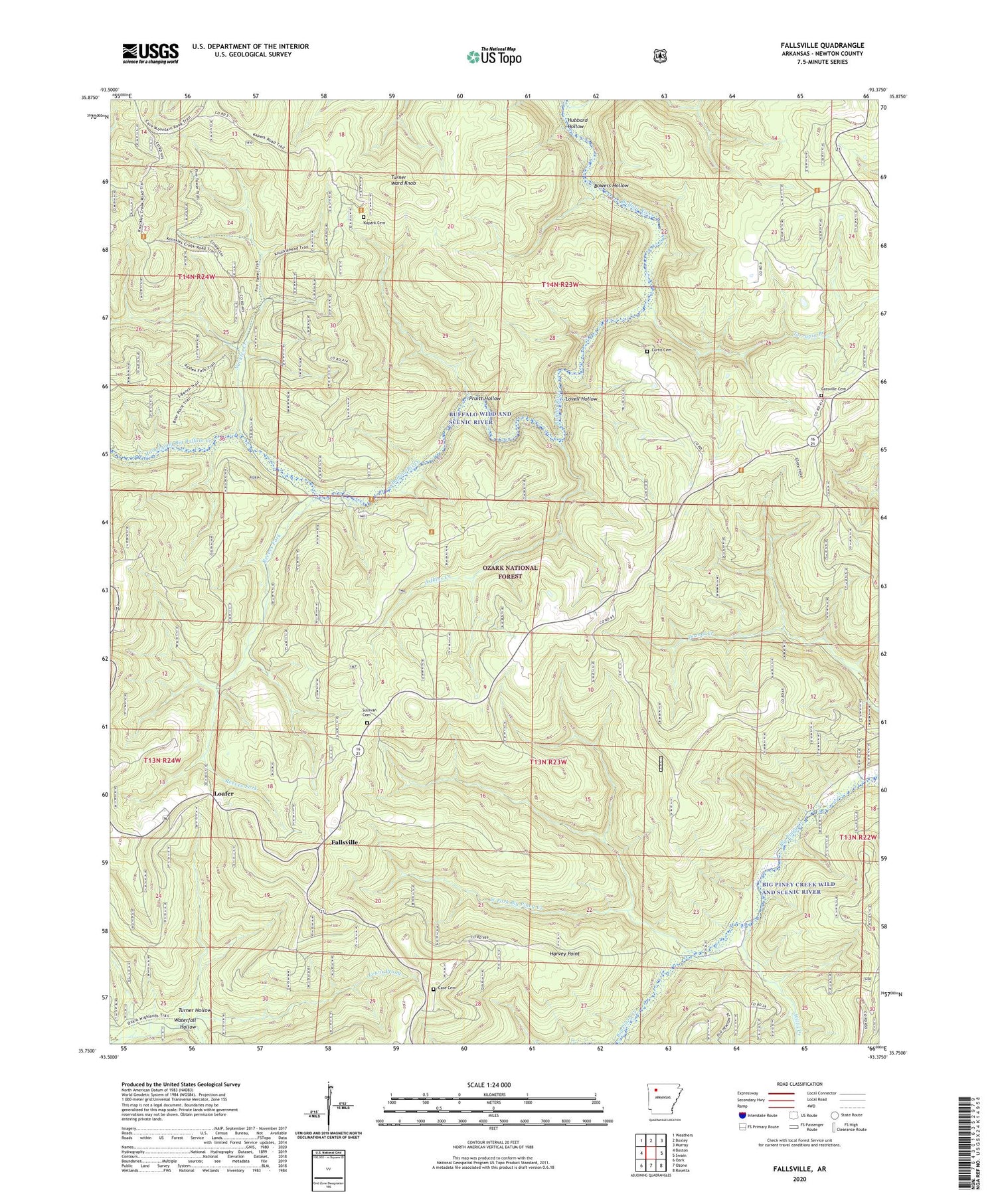 Fallsville Arkansas US Topo Map Image