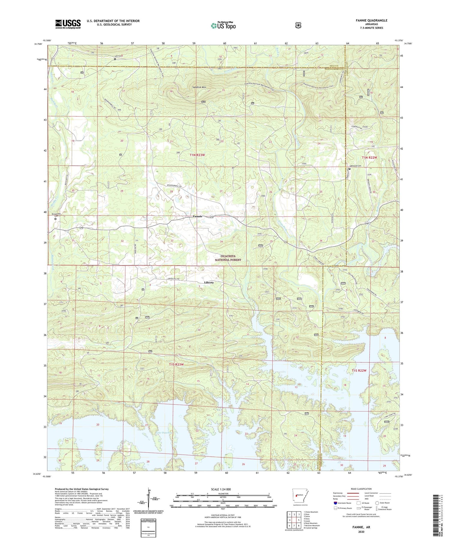 Fannie Arkansas US Topo Map Image