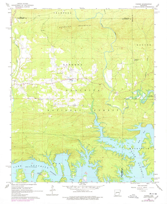 Classic USGS Fannie Arkansas 7.5'x7.5' Topo Map Image