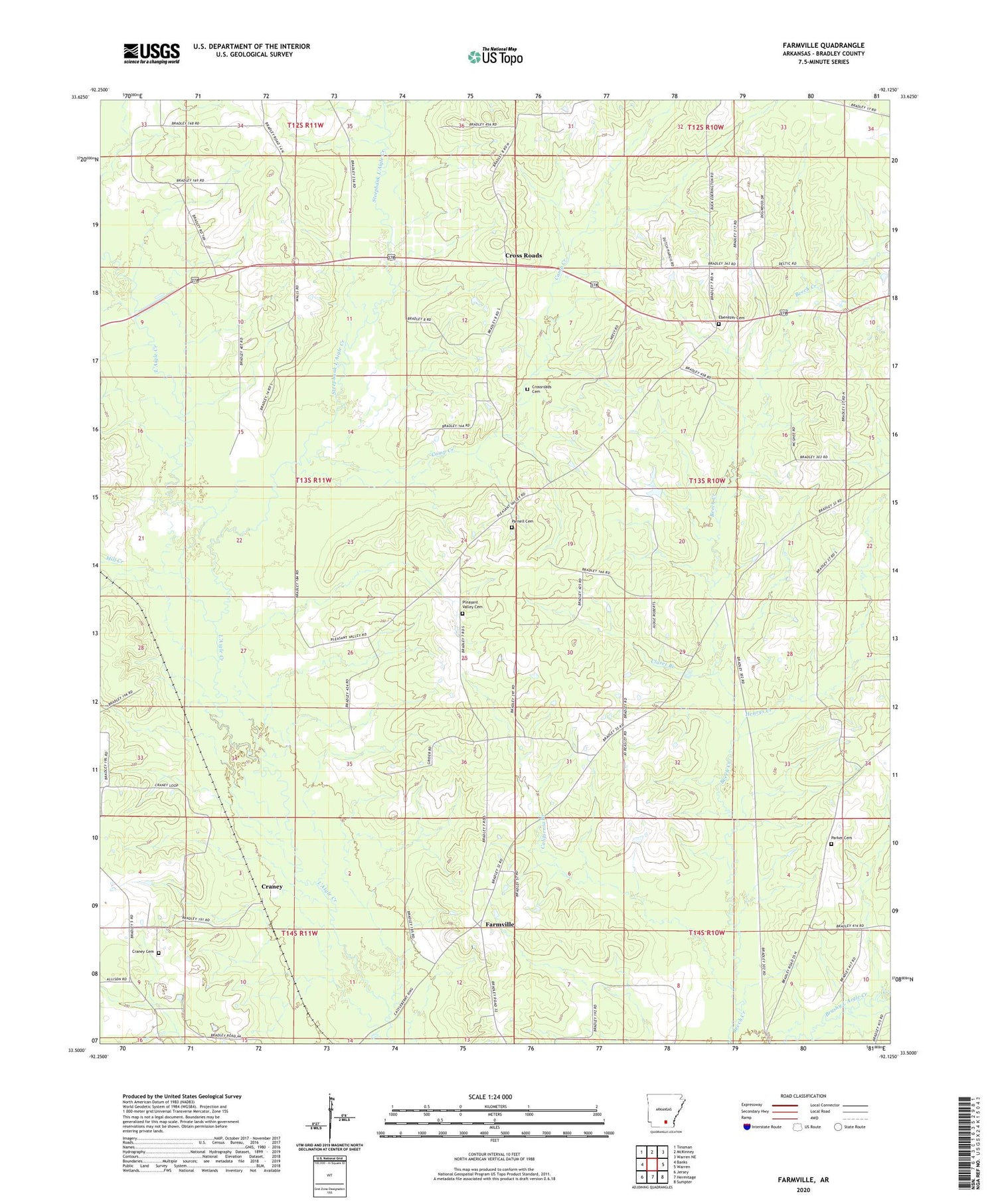 Farmville Arkansas US Topo Map Image