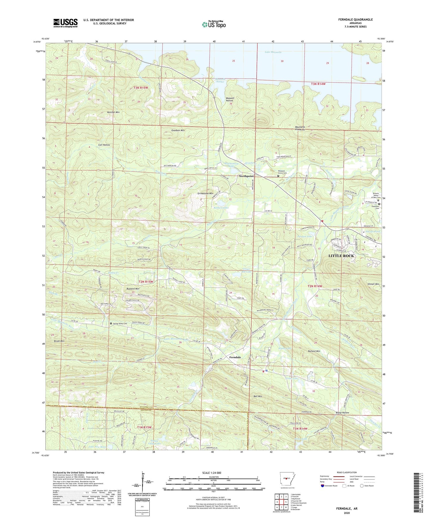 Ferndale Arkansas US Topo Map Image