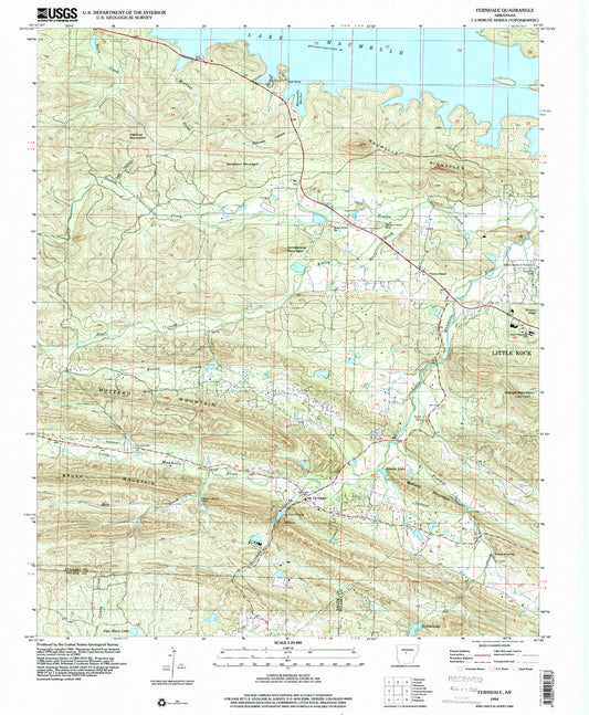 Classic USGS Ferndale Arkansas 7.5'x7.5' Topo Map Image