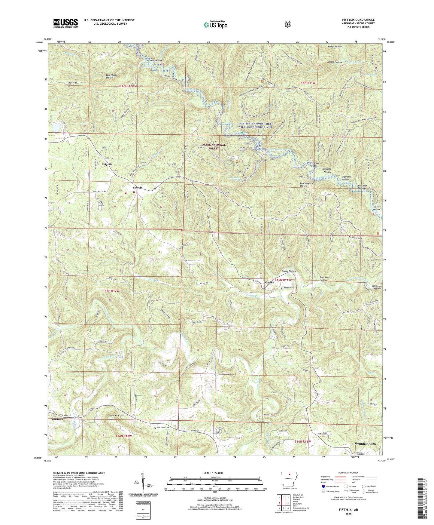 Fiftysix Arkansas US Topo Map Image