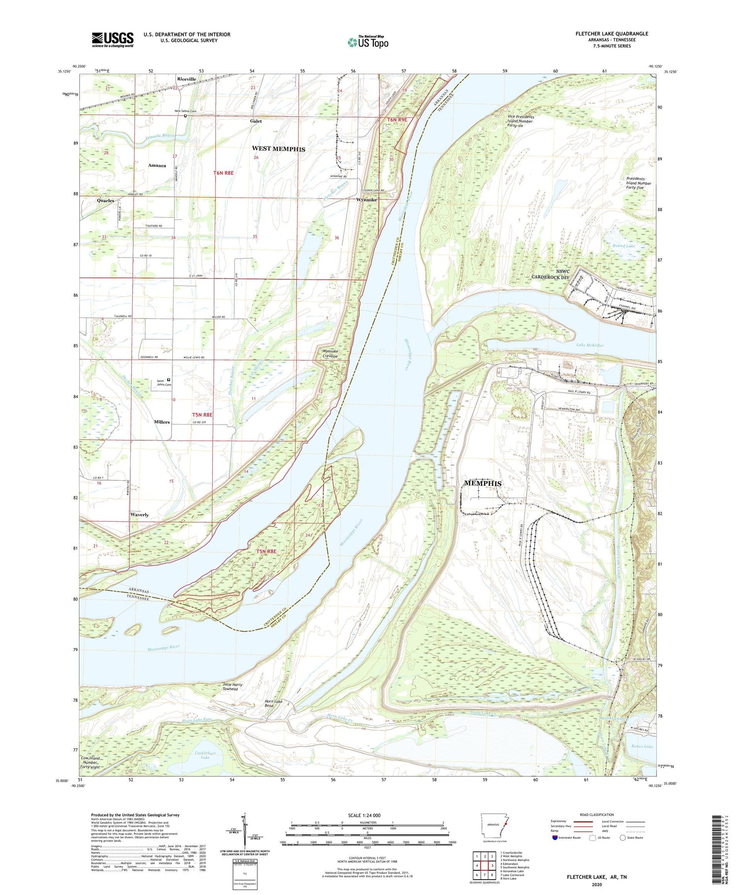 Fletcher Lake Arkansas US Topo Map Image