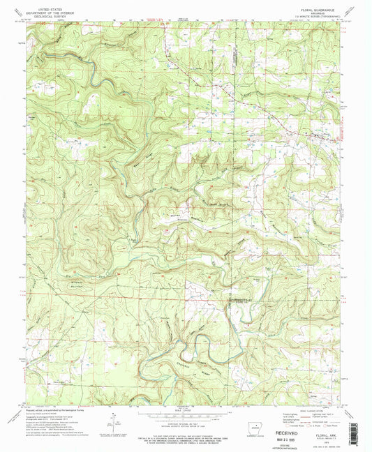 Classic USGS Floral Arkansas 7.5'x7.5' Topo Map Image