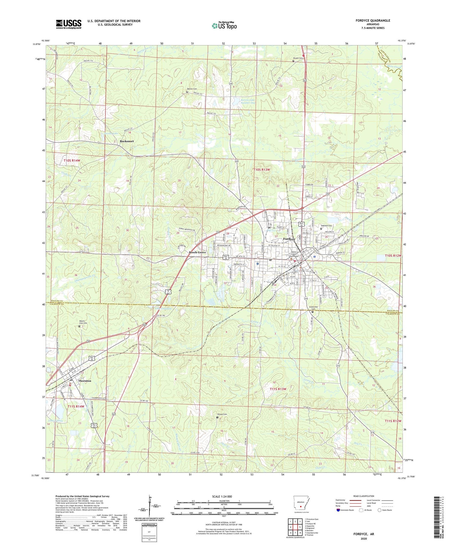 Fordyce Arkansas US Topo Map Image