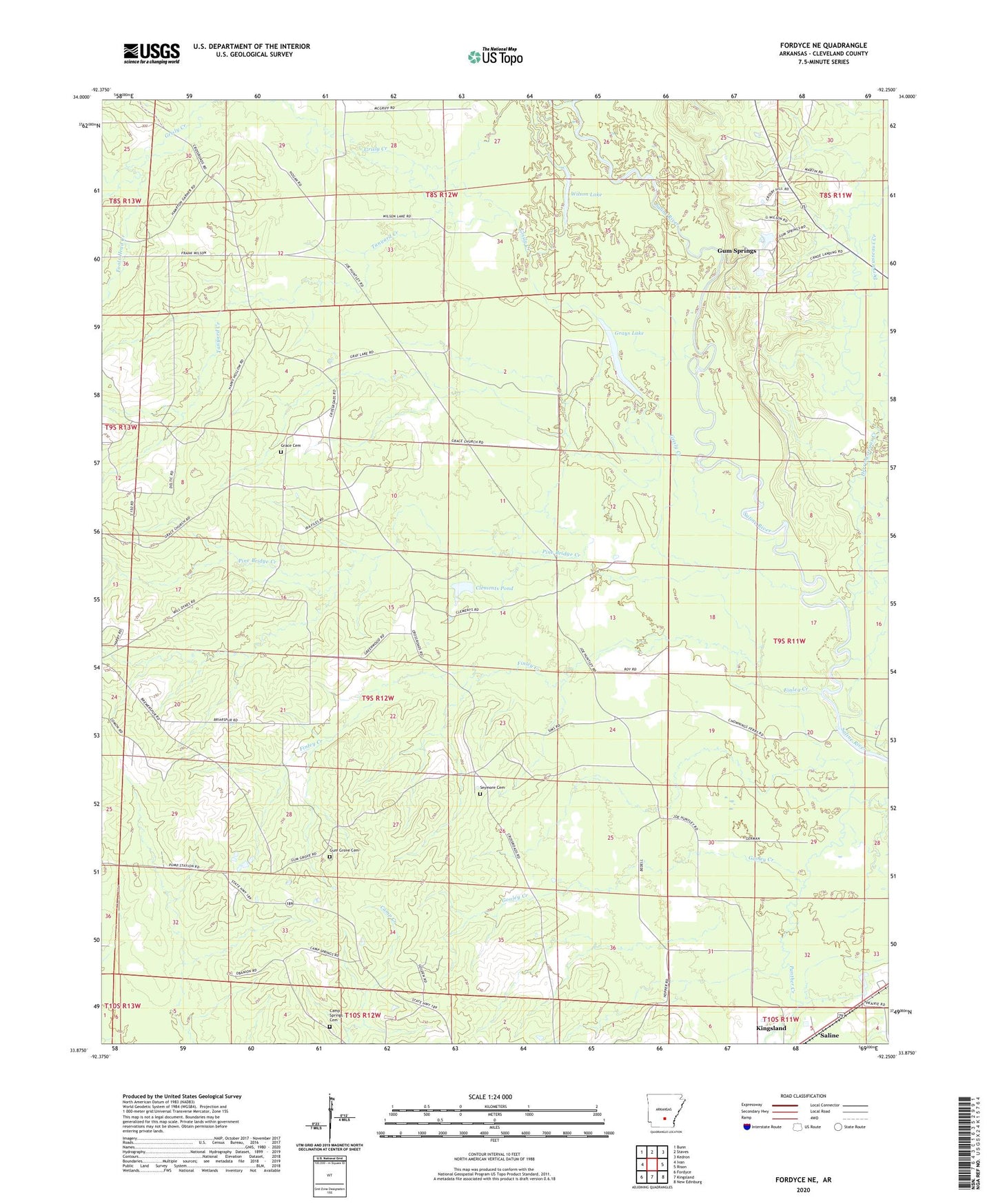 Fordyce NE Arkansas US Topo Map Image