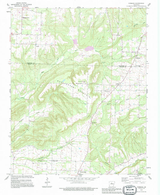 Classic USGS Formosa Arkansas 7.5'x7.5' Topo Map Image