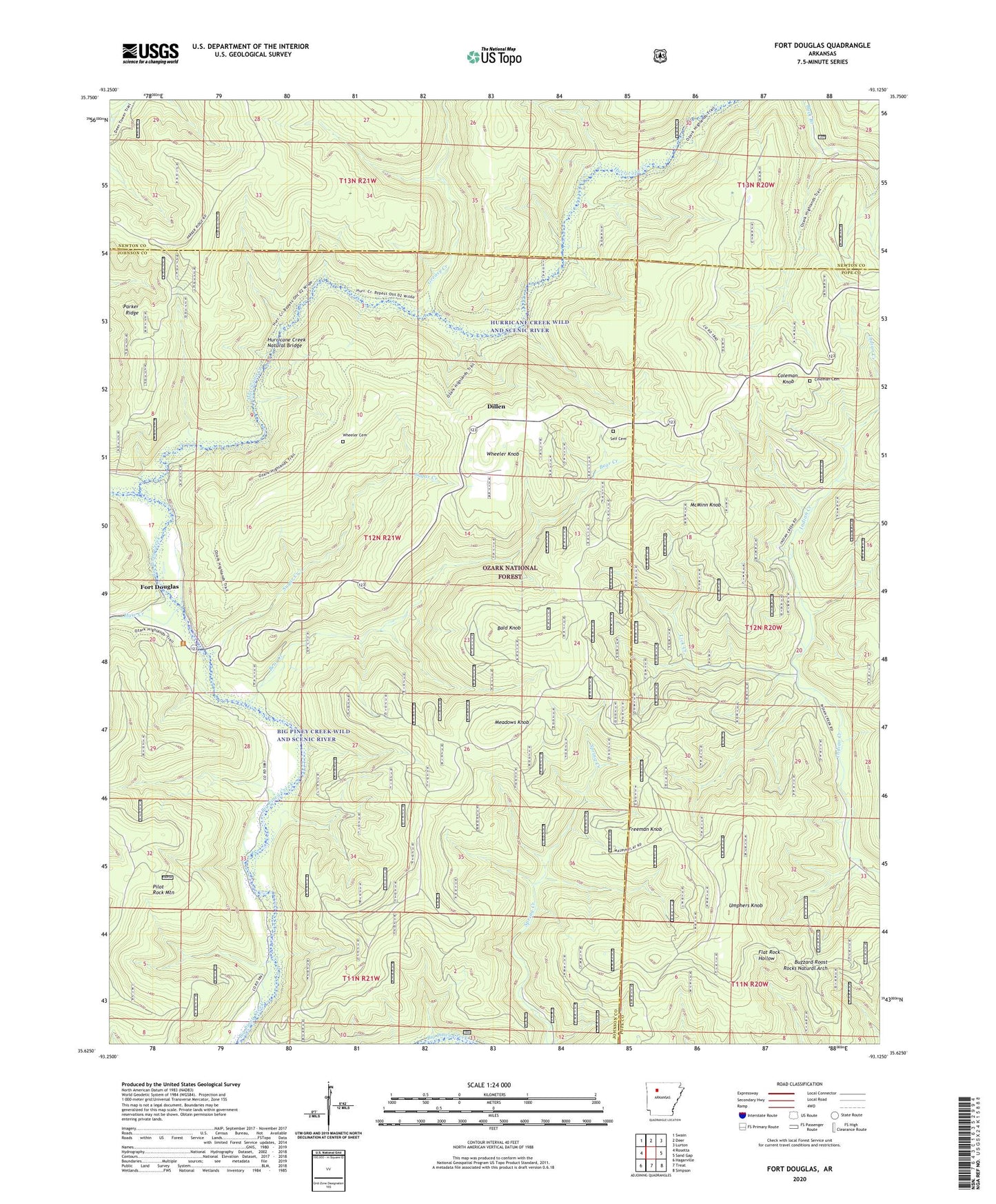 Fort Douglas Arkansas US Topo Map Image