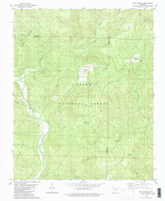 Classic USGS Fort Douglas Arkansas 7.5'x7.5' Topo Map Image