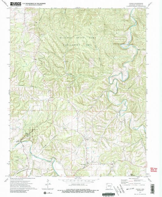 Classic USGS Forum Arkansas 7.5'x7.5' Topo Map Image