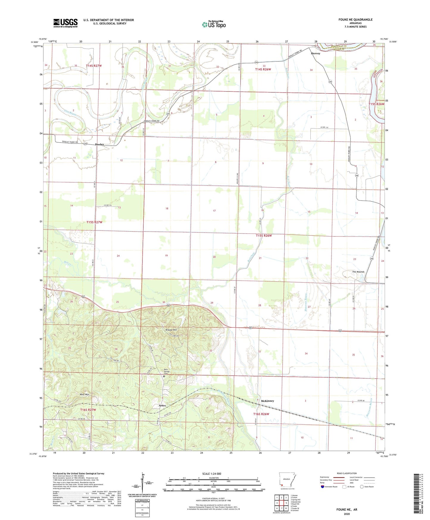 Fouke NE Arkansas US Topo Map Image