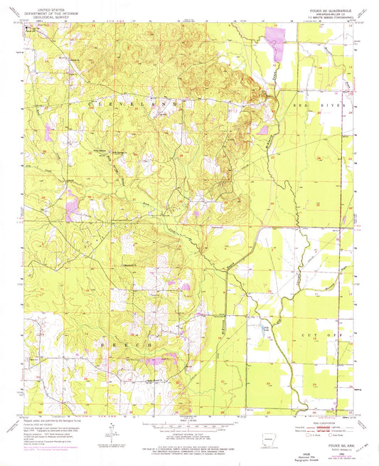 Classic USGS Fouke SE Arkansas 7.5'x7.5' Topo Map Image