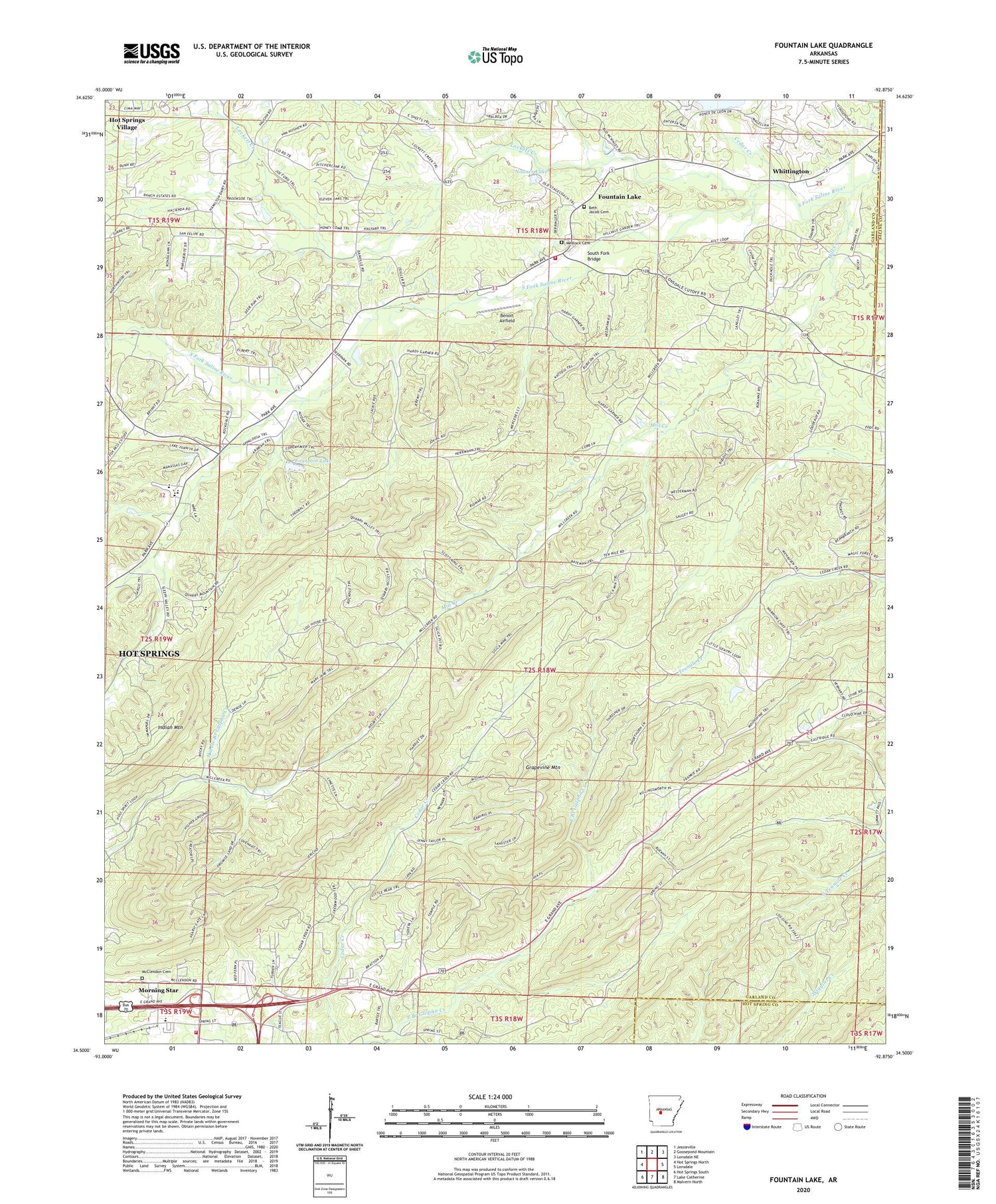 Fountain Lake Arkansas US Topo Map Image