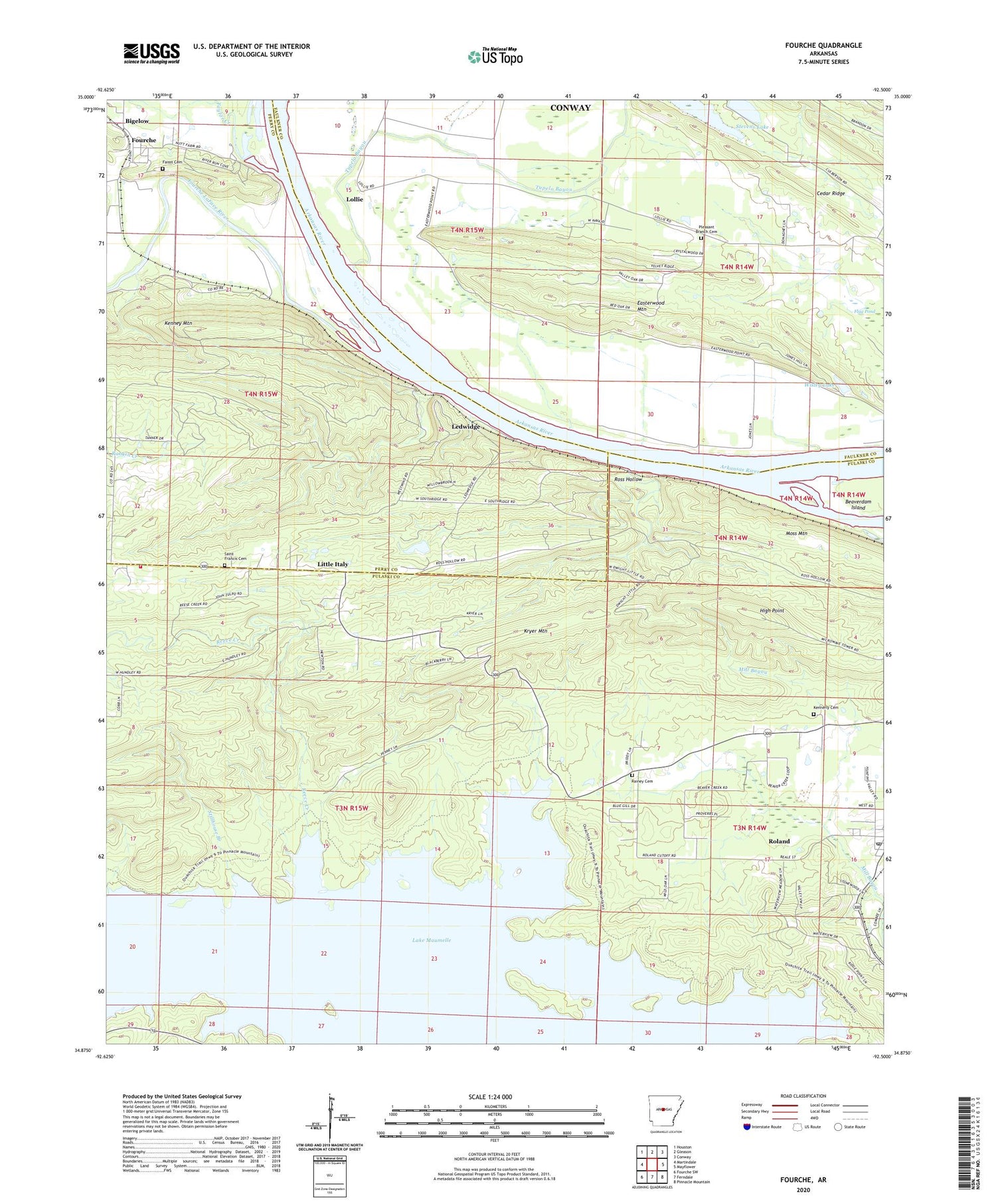 Fourche Arkansas US Topo Map Image