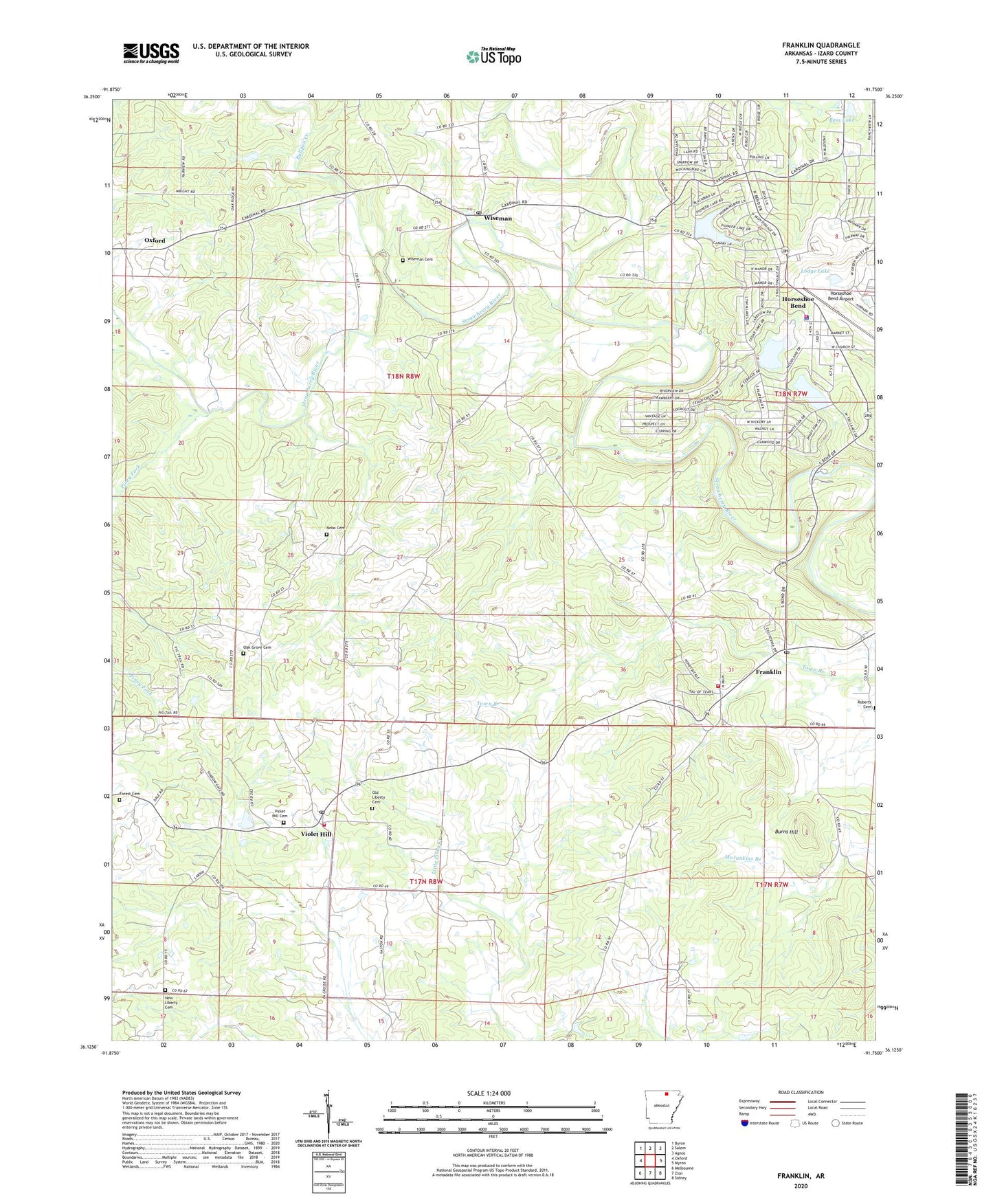 Franklin Arkansas US Topo Map Image