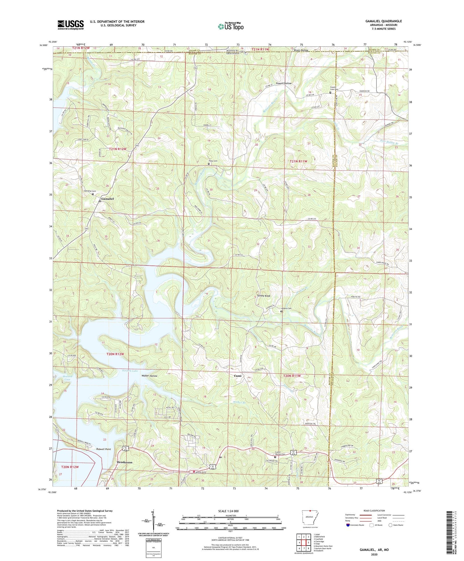 Gamaliel Arkansas US Topo Map Image