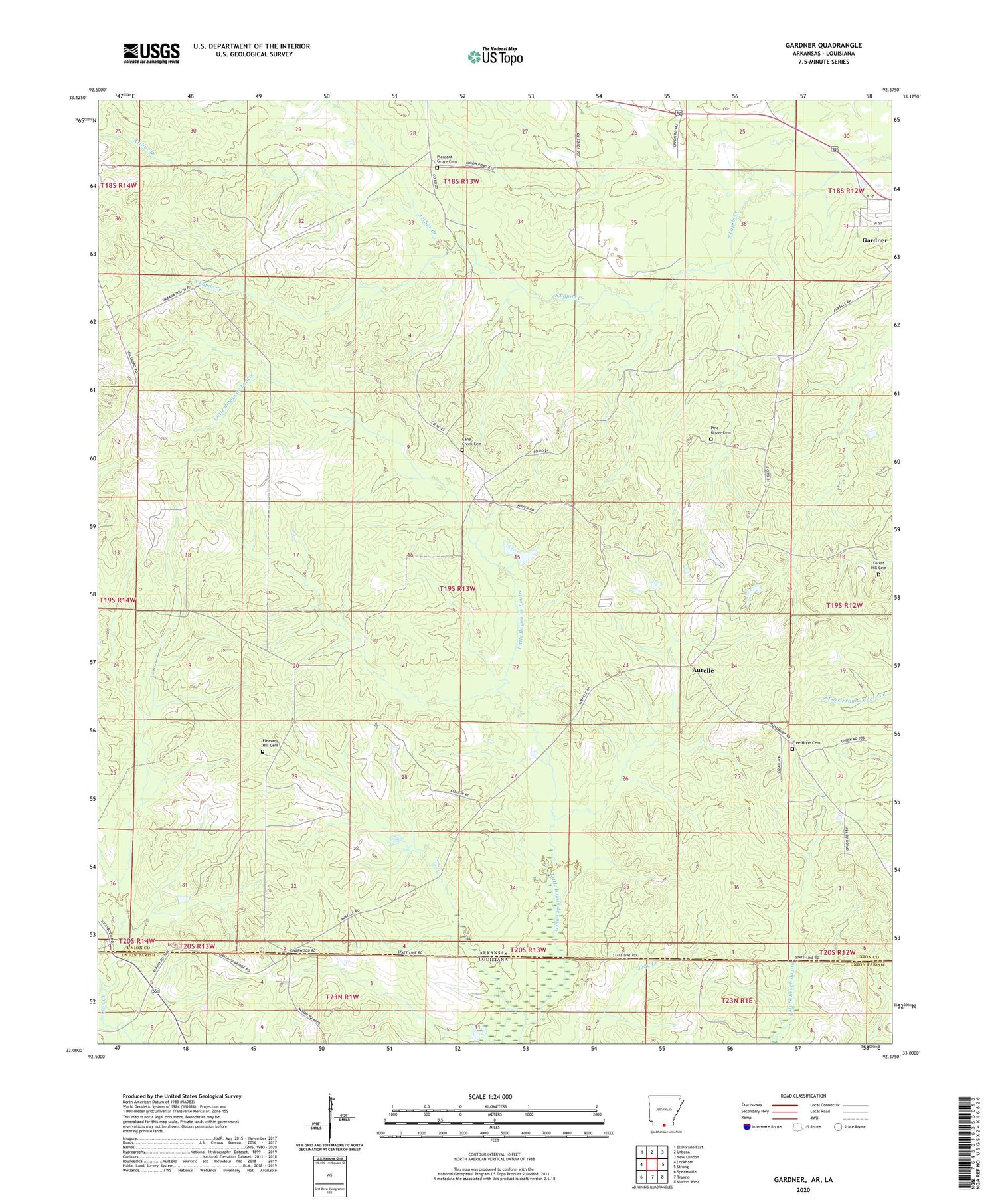 Gardner Arkansas US Topo Map Image