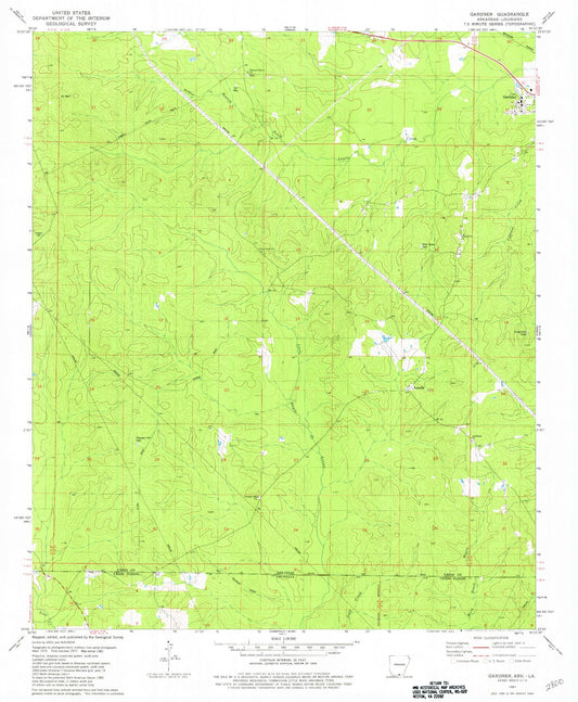 Classic USGS Gardner Arkansas 7.5'x7.5' Topo Map Image