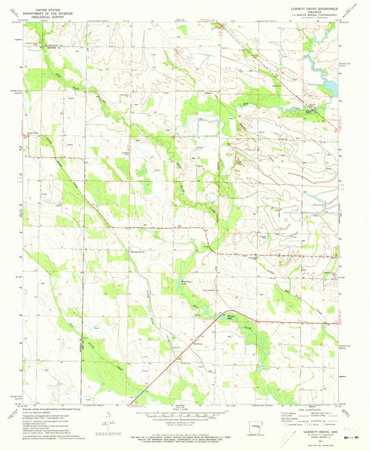 Classic USGS Garrett Grove Arkansas 7.5'x7.5' Topo Map Image