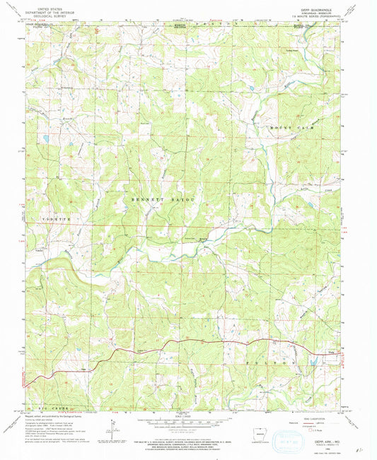 Classic USGS Gepp Arkansas 7.5'x7.5' Topo Map Image