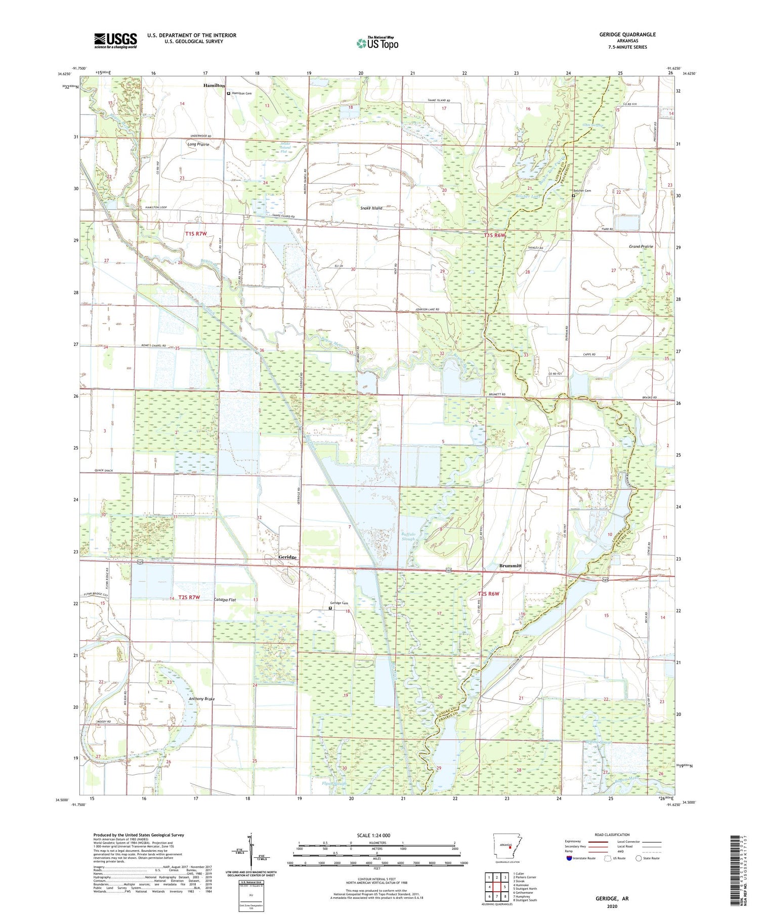 Geridge Arkansas US Topo Map Image