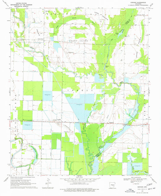 Classic USGS Geridge Arkansas 7.5'x7.5' Topo Map Image