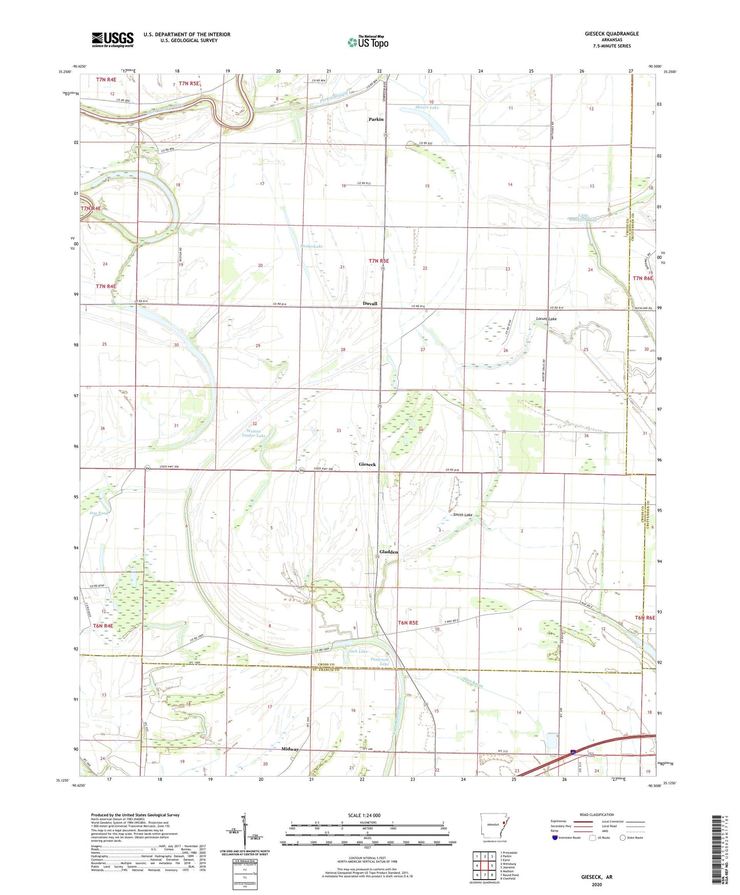 Gieseck Arkansas US Topo Map Image