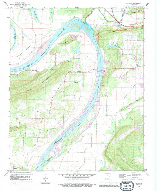 Classic USGS Gleason Arkansas 7.5'x7.5' Topo Map Image