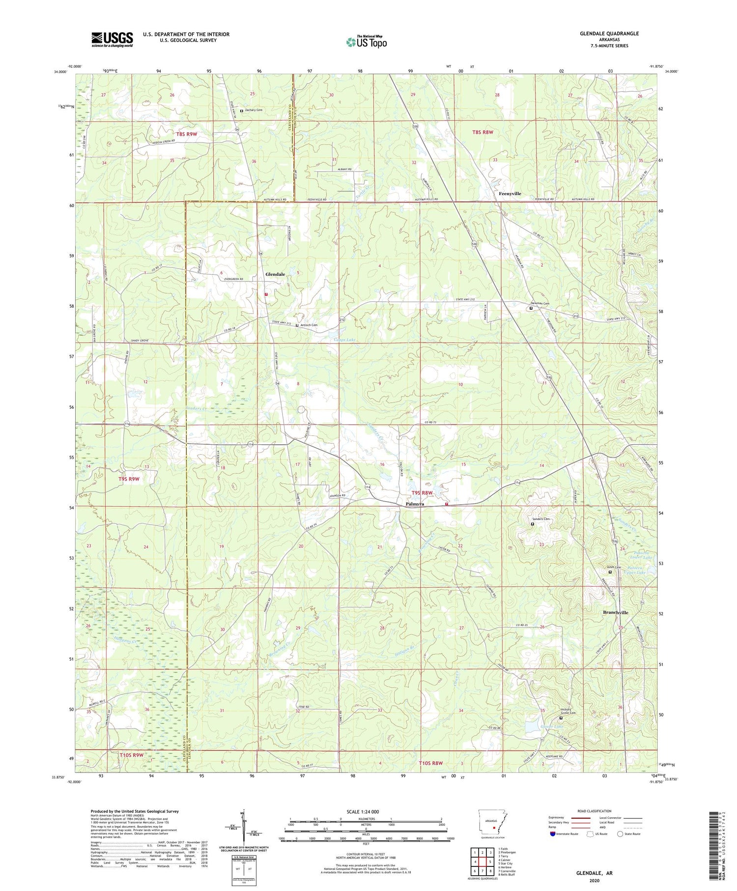 Glendale Arkansas US Topo Map Image
