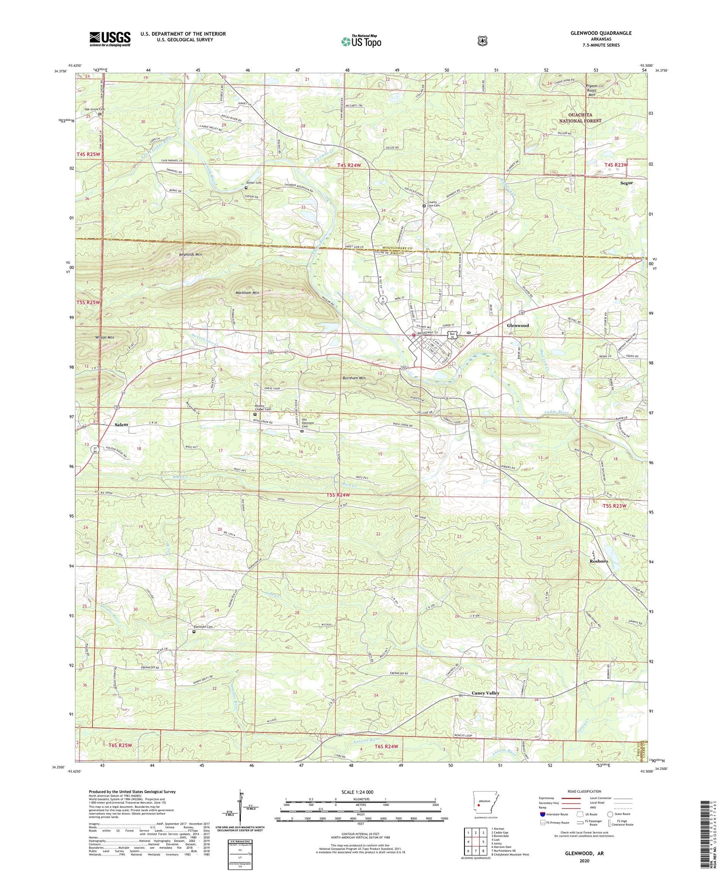 Glenwood Arkansas US Topo Map Image