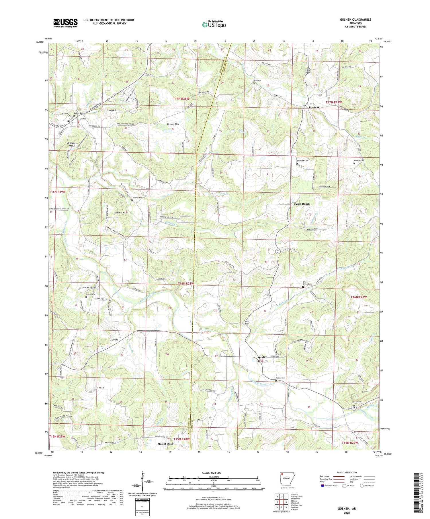 Goshen Arkansas US Topo Map Image
