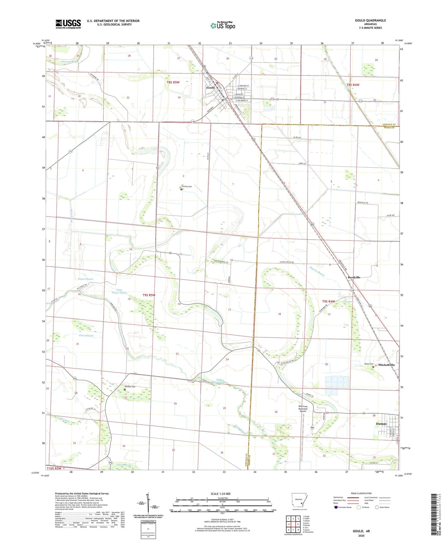 Gould Arkansas US Topo Map Image